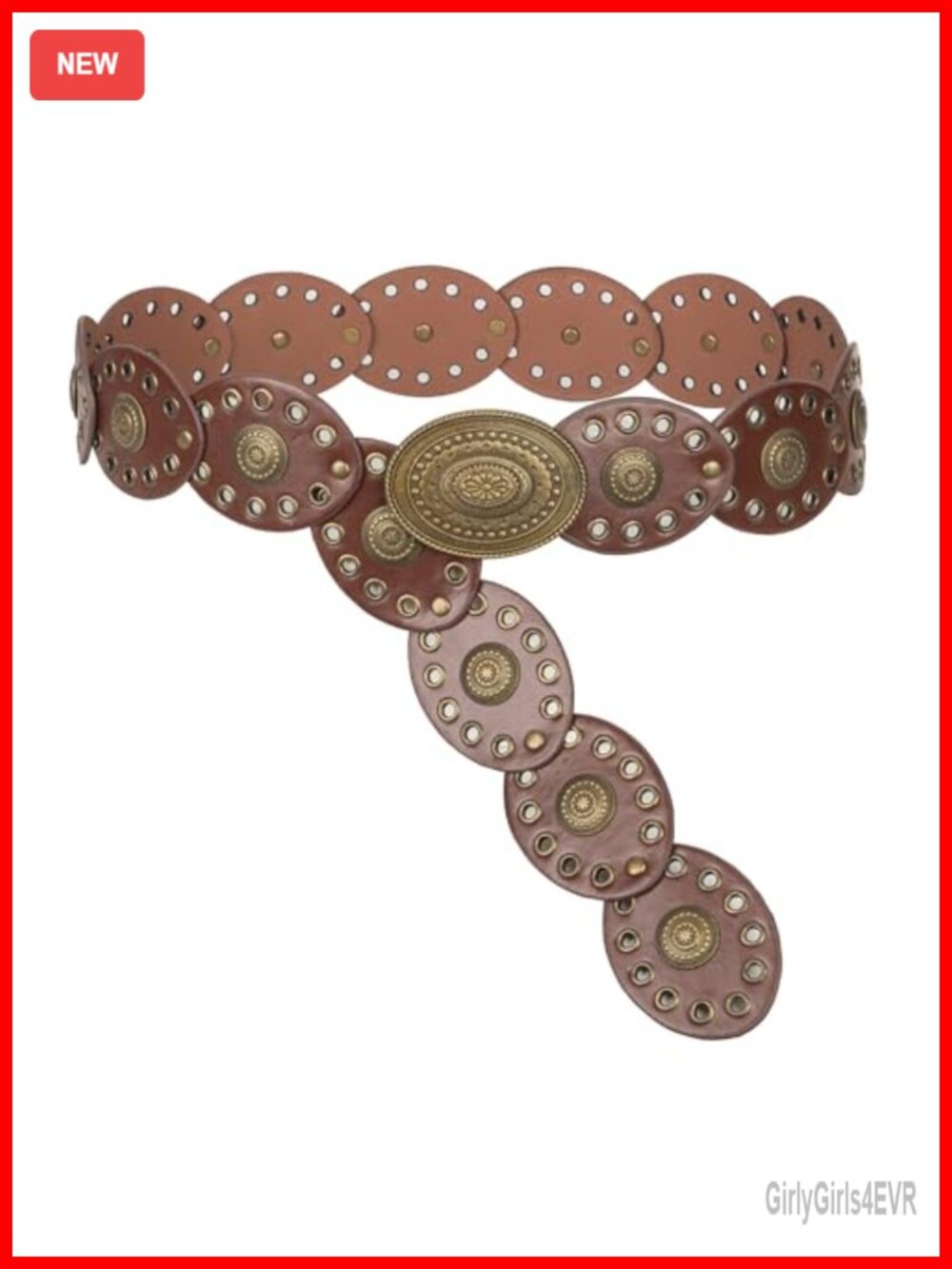 Wide Western Cowboy Disc Belt PU Leather Concho Vintage Cowgirl